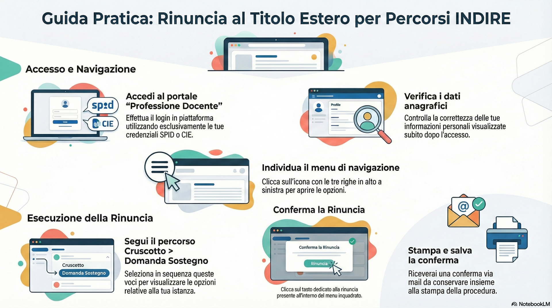 Infografica guida alla rinuncia del titolo estero per percorso INDIRE sostegno