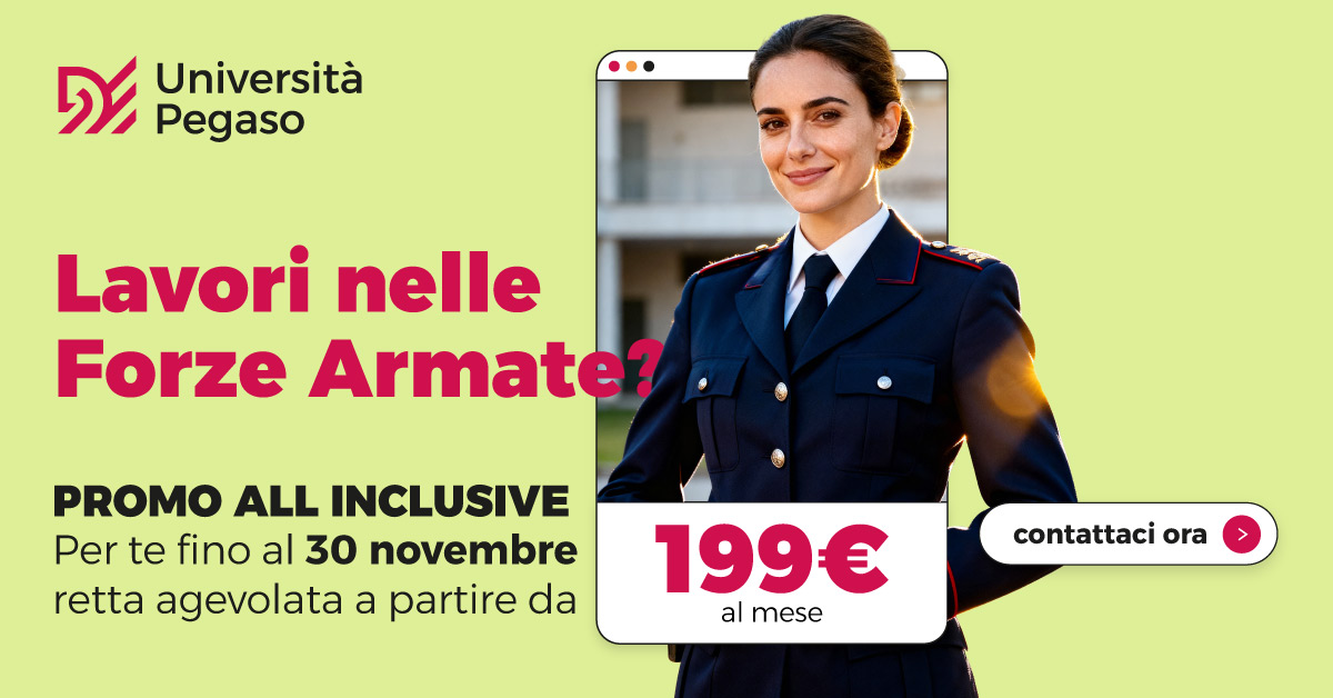 🎓 Università Telematica Pegaso -  Promo di novembre attiva-promo forze armate!